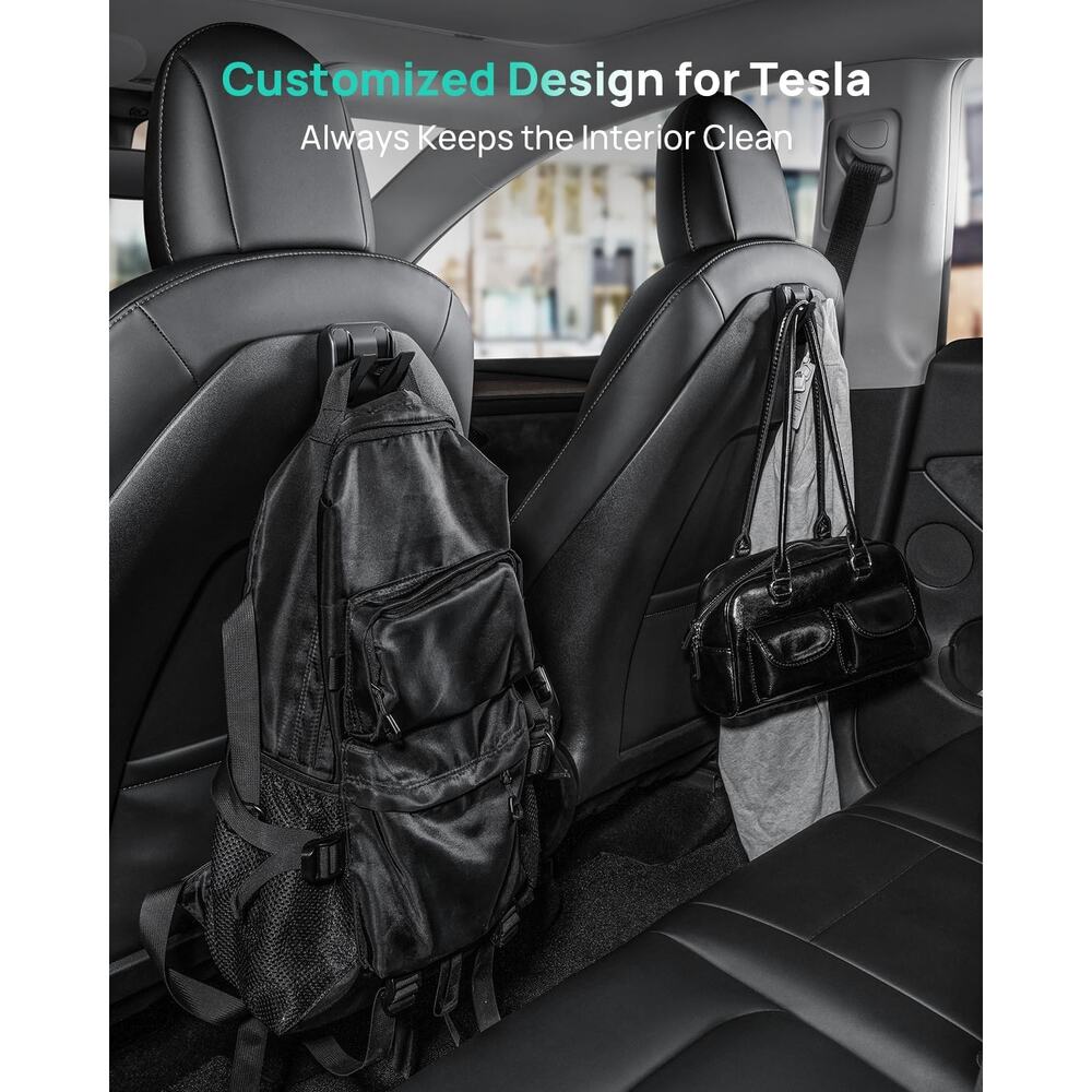 2 Pack Foldable Car Seat Hooks for Tesla Model 3 Y Juniper Highland 2021-2026 - Picture 4 of 8